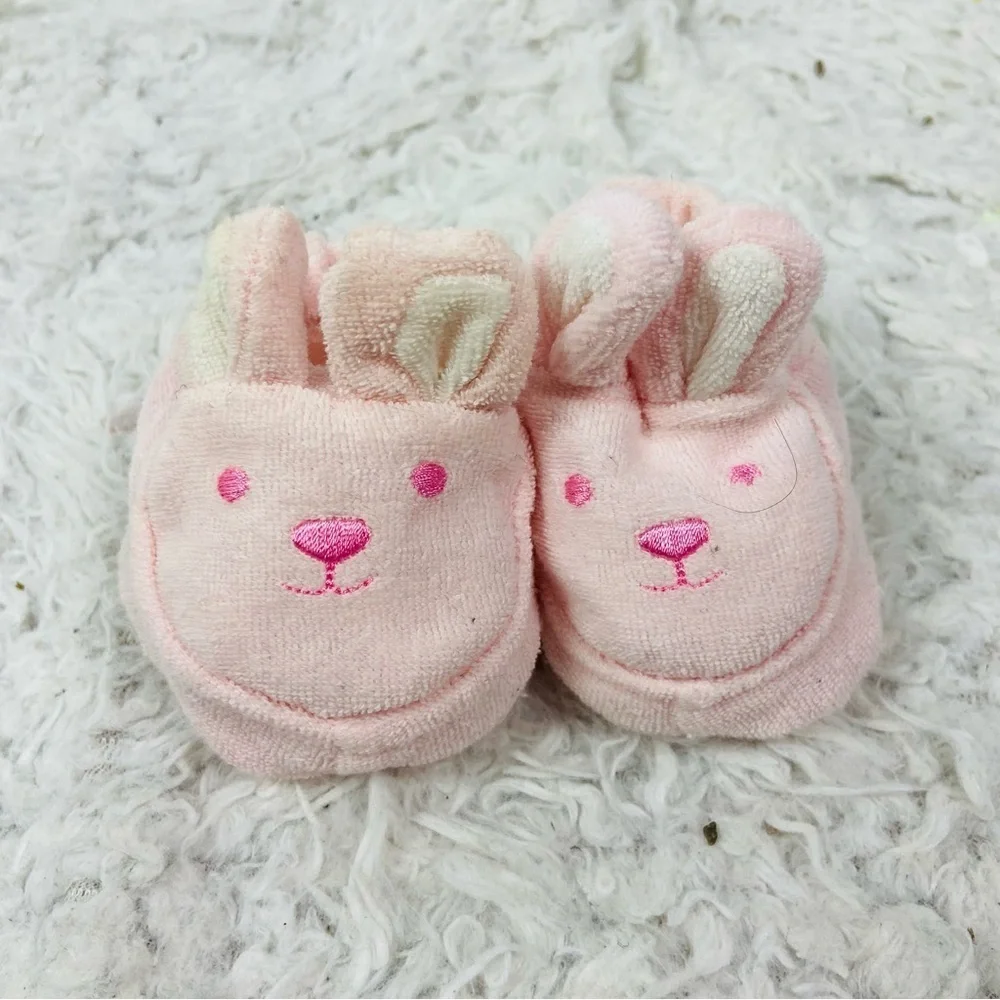 Unbranded Adorable Pink Bunny Baby terry cloth Booties size 0-6 months